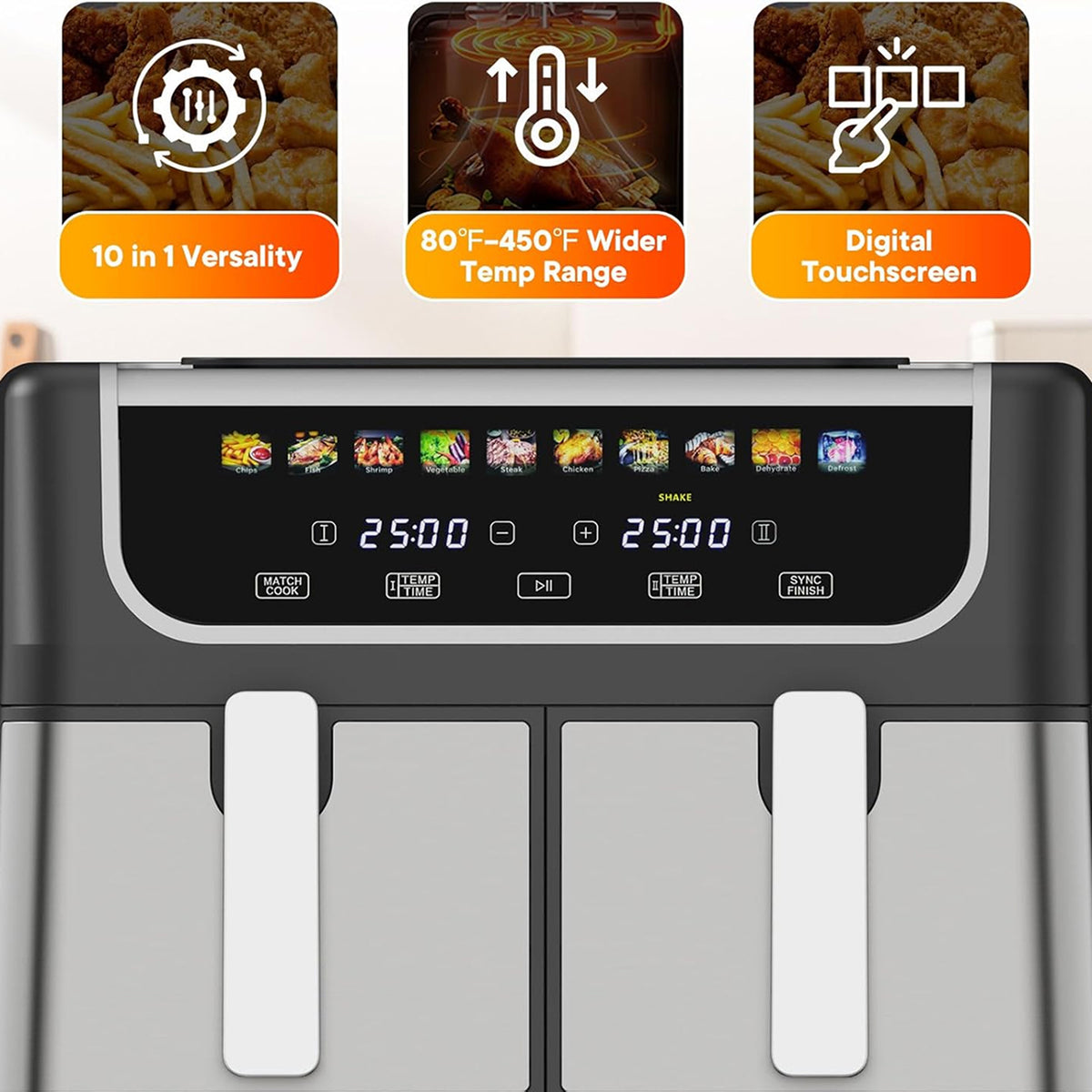 RoastyAir Dual Air Fryer Large meal versatility