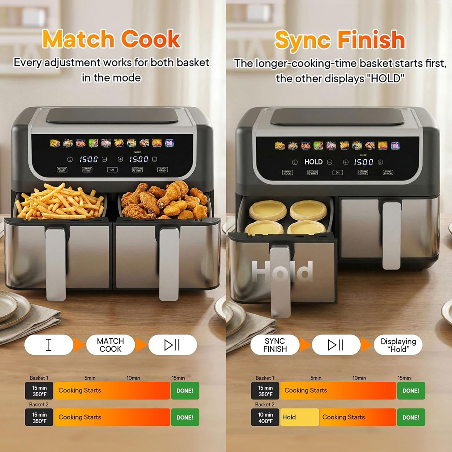 RoastyAir Dual Air Fryer Large meal versatility