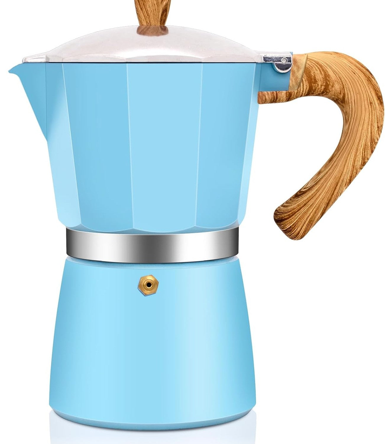 RostCafi Italian Moka Pot Espresso Maker with Vintage Wooden Handle