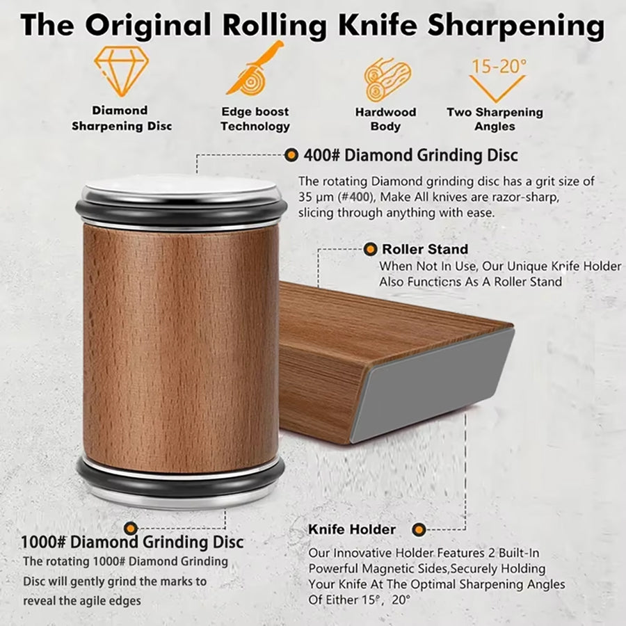 NexiRoll Knife Sharpener with 15/20° Magnetic Angle Guide