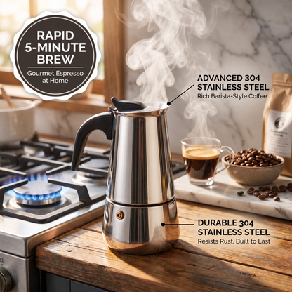 TinnoPour Stainless Steel Stove Top Espresso Maker
