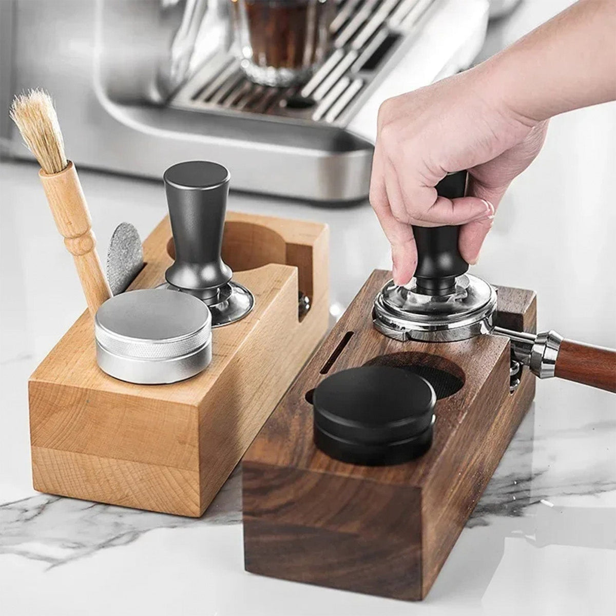 TampeVost Solid Wood Coffee Tamper Holder & Barista Station