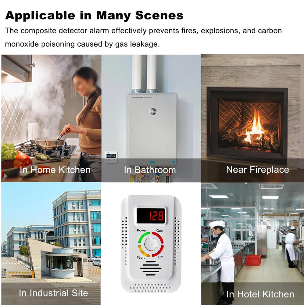 TeadLorel 2-in-1 Natural Gas and Carbon Monoxide Detector with LCD Display