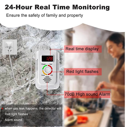 TeadLorel 2-in-1 Natural Gas and Carbon Monoxide Detector with LCD Display