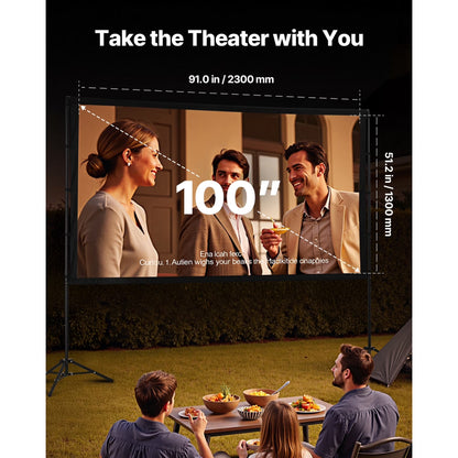 100-inch Portable Projector Screen with Tripod Stand for 4K HD
