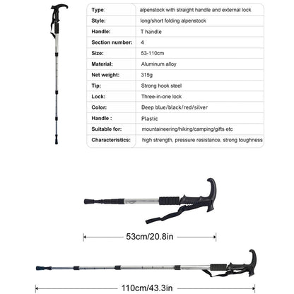 TrekPixin Trekking Poles for Hiking Adjustable T-Handle Aluminum Alloy