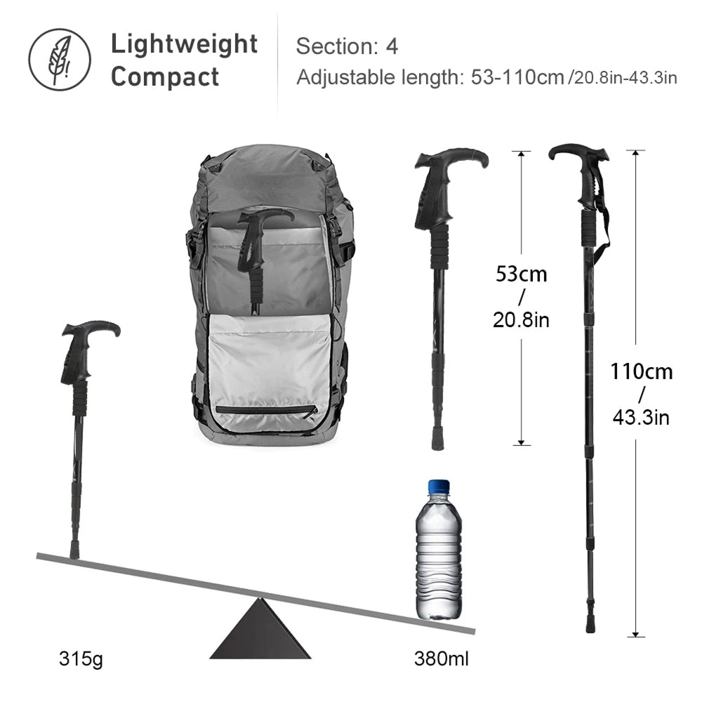 TrekPixin Trekking Poles for Hiking Adjustable T-Handle Aluminum Alloy