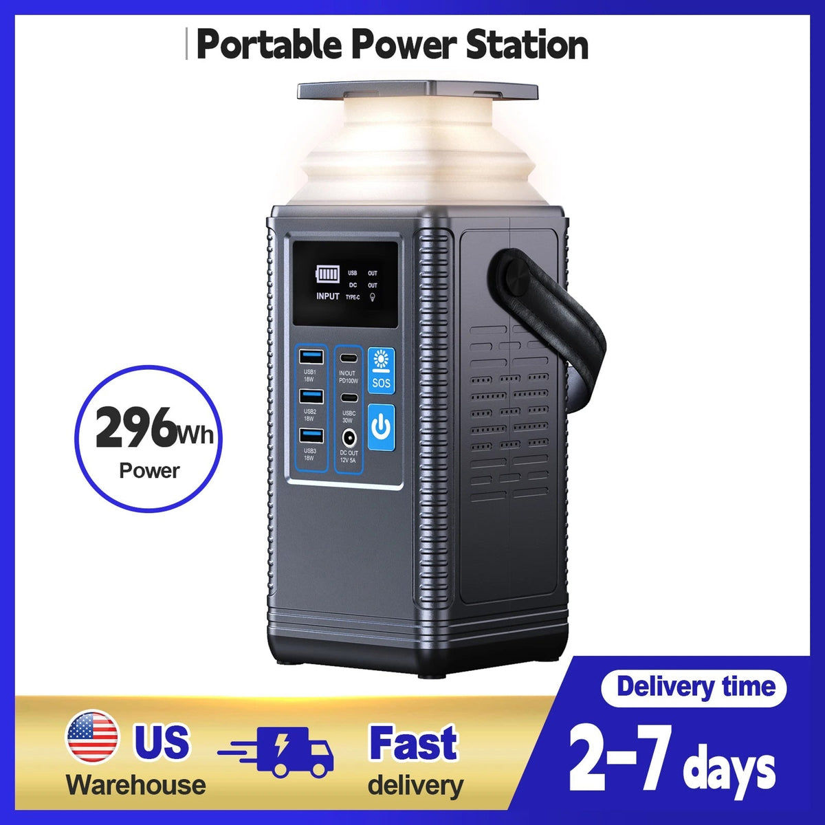 Portable Power Station 296Wh Station PD 100W Fast Charging