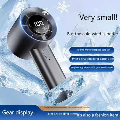 HadixLiv 100-Speed Portable Handheld Fan with Ice-Sensing Turbine