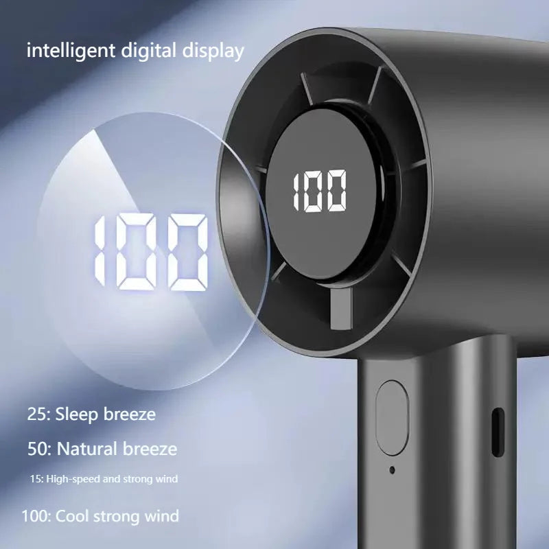 HadixLiv 100-Speed Portable Handheld Fan with Ice-Sensing Turbine