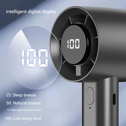 HadixLiv 100-Speed Portable Handheld Fan with Ice-Sensing Turbine