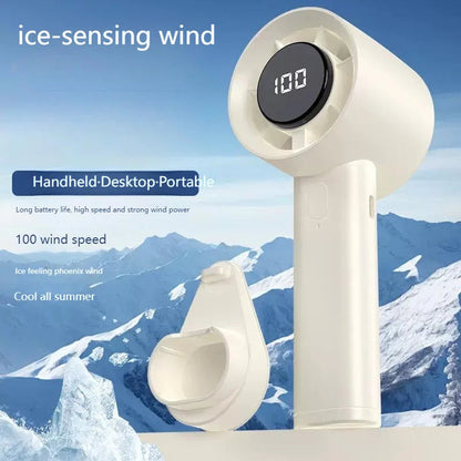 HadixLiv 100-Speed Portable Handheld Fan with Ice-Sensing Turbine