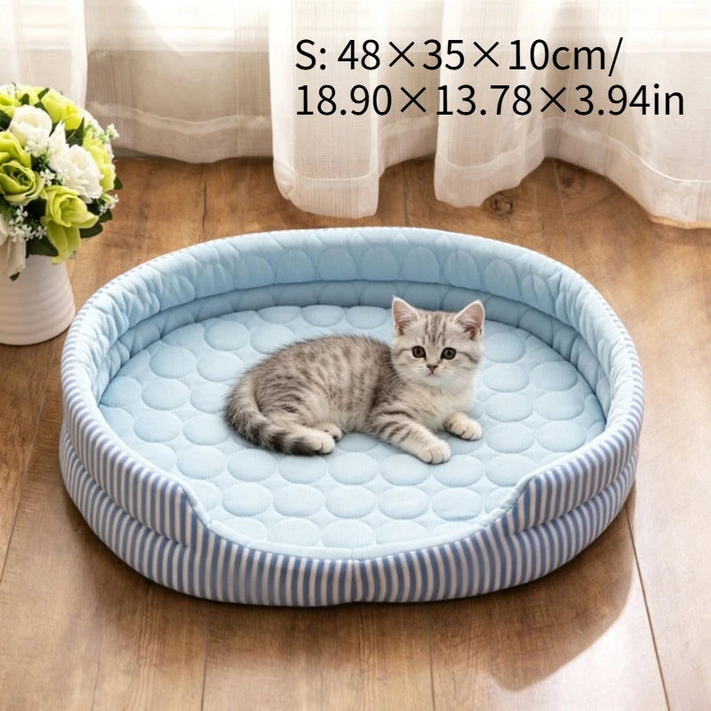 WelRigno Cooling Dog Bed - Ice Fiber Reversible Inner Pad Breathable Airflow No Gel