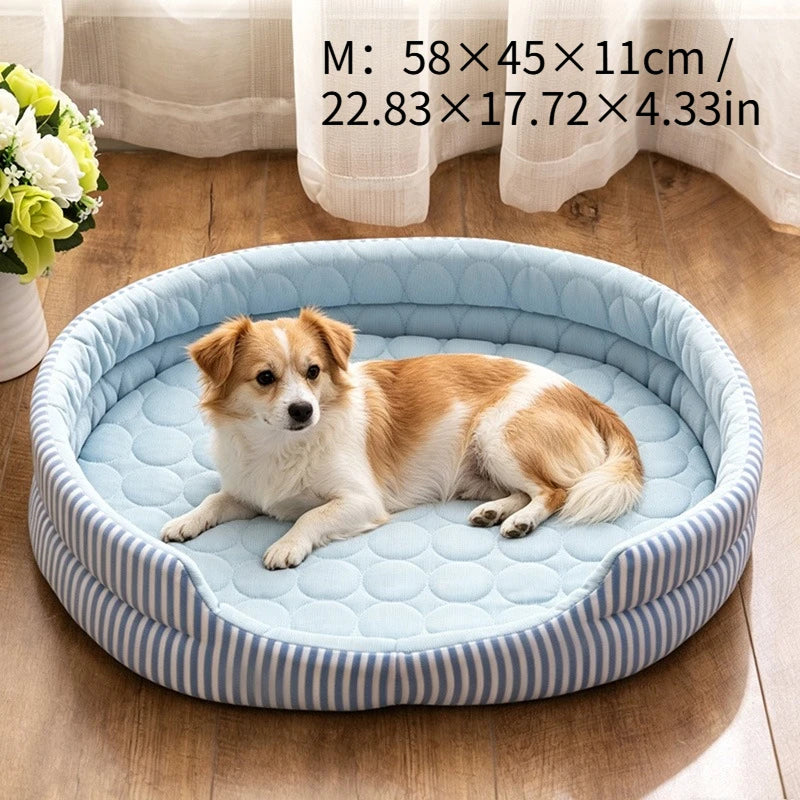 WelRigno Cooling Dog Bed - Ice Fiber Reversible Inner Pad Breathable Airflow No Gel