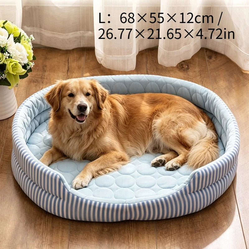 WelRigno Cooling Dog Bed - Ice Fiber Reversible Inner Pad Breathable Airflow No Gel