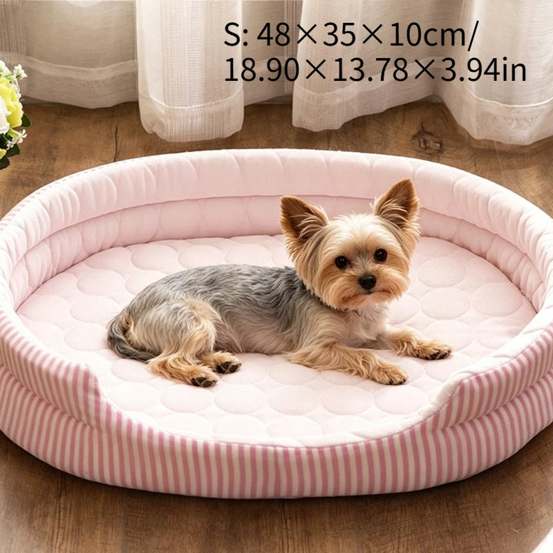 WelRigno Cooling Dog Bed - Ice Fiber Reversible Inner Pad Breathable Airflow No Gel