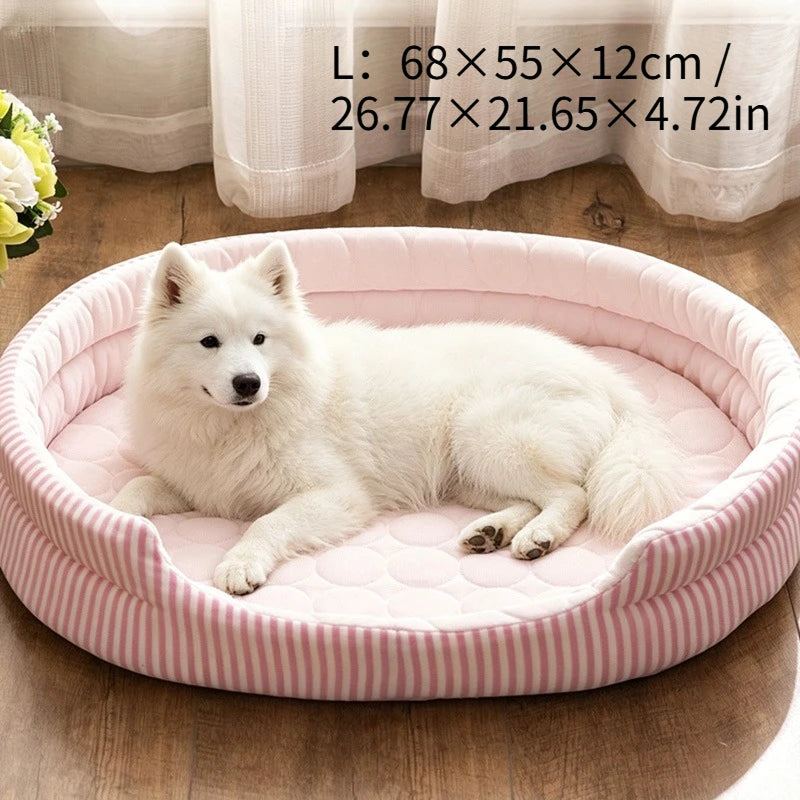 WelRigno Cooling Dog Bed - Ice Fiber Reversible Inner Pad Breathable Airflow No Gel