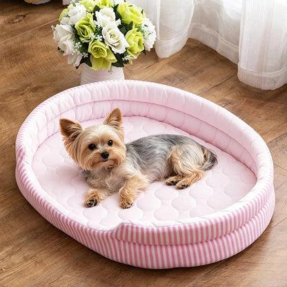 WelRigno Cooling Dog Bed - Ice Fiber Reversible Inner Pad Breathable Airflow No Gel