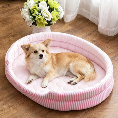WelRigno Cooling Dog Bed - Ice Fiber Reversible Inner Pad Breathable Airflow No Gel