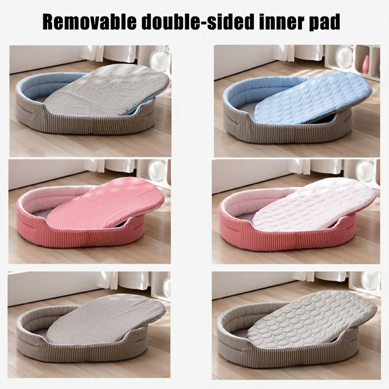 WelRigno Cooling Dog Bed - Ice Fiber Reversible Inner Pad Breathable Airflow No Gel