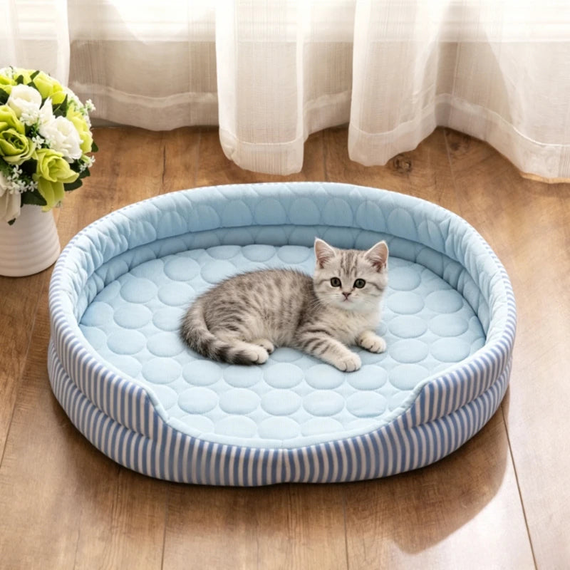 WelRigno Cooling Dog Bed - Ice Fiber Reversible Inner Pad Breathable Airflow No Gel