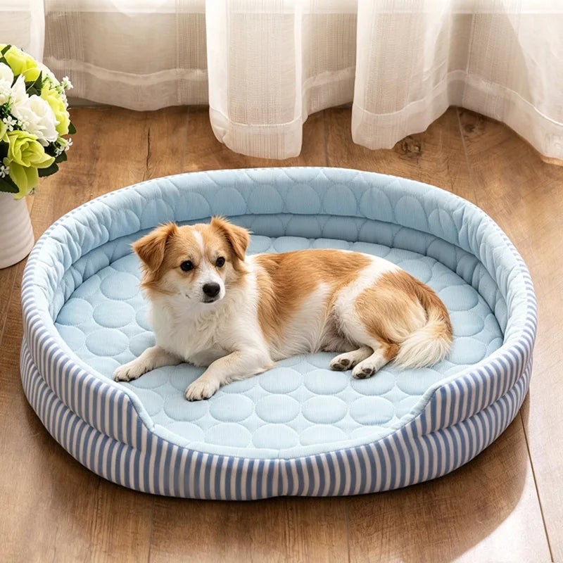 WelRigno Cooling Dog Bed - Ice Fiber Reversible Inner Pad Breathable Airflow No Gel