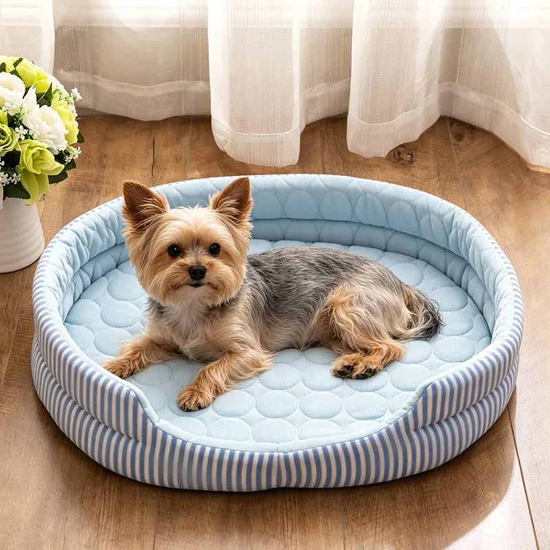 WelRigno Cooling Dog Bed - Ice Fiber Reversible Inner Pad Breathable Airflow No Gel