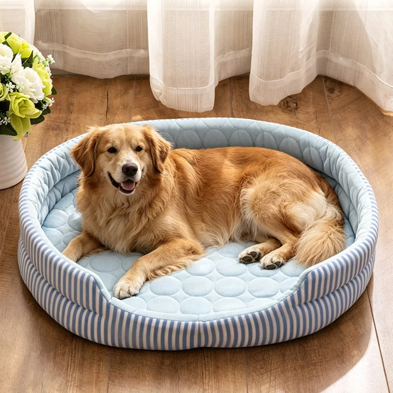 WelRigno Cooling Dog Bed - Ice Fiber Reversible Inner Pad Breathable Airflow No Gel