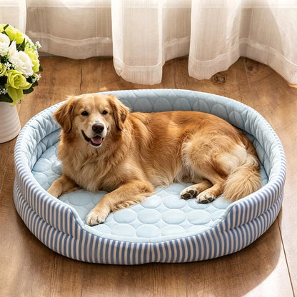 WelRigno Cooling Dog Bed - Ice Fiber Reversible Inner Pad Breathable Airflow No Gel