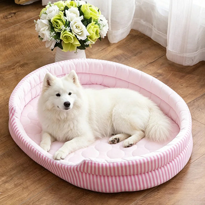 WelRigno Cooling Dog Bed - Ice Fiber Reversible Inner Pad Breathable Airflow No Gel